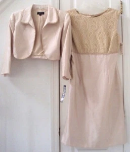 NEU! TAHARI by Arthur S Levine 8 GOLD FORMELL 2-TEILIG CROPPED JACKE KLEID ANZUG $ 198 - Bild 1 von 12