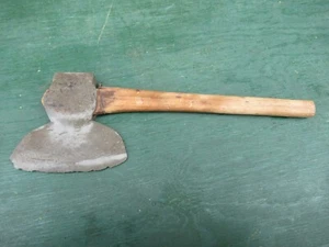 ANTIQUE Hewing BROAD AXE Steel Head 7" Long Blade Tool with 17" Long Handle - Picture 1 of 6