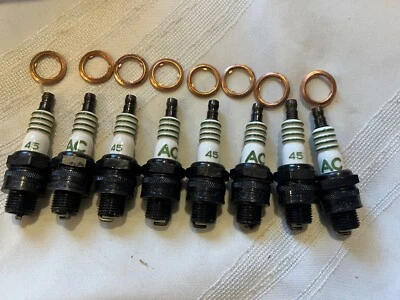 NOS AC Spark Plug 45 4 Thin Green Rings Copper Gaskets 1967 Chevrolet Corvette - Image 1 of 4