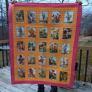 KRIPPE BABY STEPPDECKE HANDGEFERTIGT - ALPHABET ABC - BLUMENFEEN - 40 x 50" - Bild 1 von 10