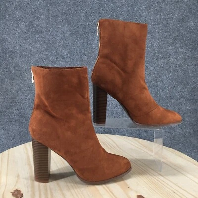 Forever 21 Botas Mujer 10 Informales Espalda Cremallera Tacones Botín Tela Marrón Foto 1 de 4