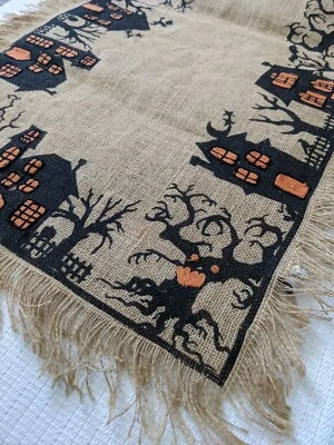 NWT 90" Cynth Rowley Halloween Primitive Country Rustic Jute Burlap Table Runner - Image 1 of 4