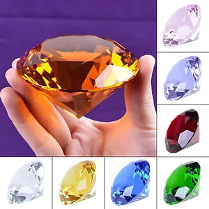 Longwin 80 mm bunte Kristall Diamant Kunst riesiger Glas Briefbeschwerer Hochzeit Dekor - Bild 1 von 61