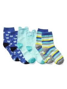 NEW Gap Kids Girls Cool Cat Half Crew Socks 3-Pack Size 13-2 - Picture 1 of 4