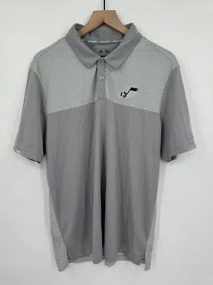 Adidas Utah Jazz NBA Authentics Golf Polo Shirt Gray Performance Mens Size Large - Image 1 of 4