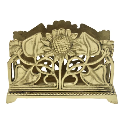 Mid Century Wildflower Brass Letter Rack - Image 1 of 4