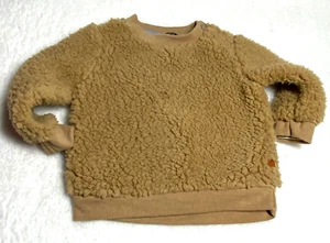 7 For All Mankind Sweatshirt Rundhalsausschnitt Baby 6-9 Monate Neu Fuzzy Camel Fleece - Bild 1 von 9