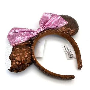 Pink Glitter Bow, Chocolate With White Glitter Mickey Ears Disneyland Headband - Picture 1 of 7