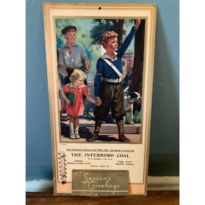 Vintage Rare Find The Interboro Coal 1940 full calendar with thermometer - Picture 1 of 4