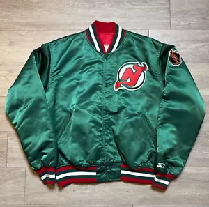 New Jersey Devils Vintage Starter NHL Hockey Satin Jacket L 80s - Picture 1 of 5