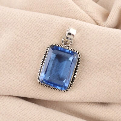 Tanzanite Gemstone Pendant 925 Sterling Silver Handmade Indian Jewelry For Girls - Image 1 of 4