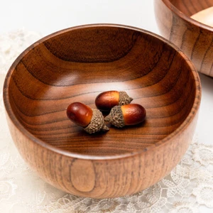 Japonais en Bois Bol Nourriture Soupe Salade Fruit Riz Naturel Vaisselle Rond - Bild 1 von 21