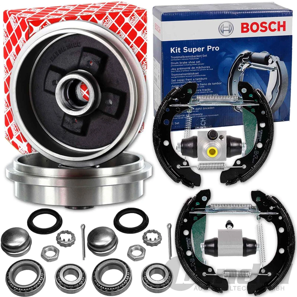FEBI BREMSTROMMEL 200mm+ BOSCH BACKEN SATZ passend für VW GOLF 2+3 POLO 6N VENTO - Bild 1 von 1