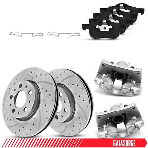 New Front Drilled Brake Rotor & Pads + Caliper for Volvo S60 2001-2007 S80 V70