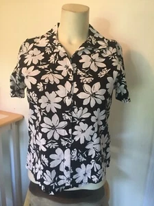 ERIKA 2 PIECES SHORT SLEEVES SHIRT & TANK BLACK WHITE COTTON RAYON SZ PS PM NEW - Picture 1 of 9