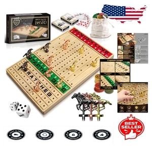 Deluxe Horse Race Board Game for Adults - 11 Metal Horses & Two Dice Included - Picture 1 of 9