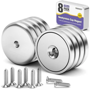 8Pack Neodymium round Base Cup Magnet 100LBS Strong Rare Earth Magnet Heavy Duty - Picture 1 of 6