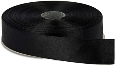 Double Face Solid Satin Ribbon Roll, Light Gift Wrap Ribbon Dark Black 50Yard - Image 1 of 4