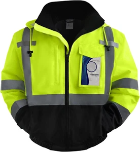 Reflective Jacket, Waterproof Hi Vis Jackets for Men Security, Class 3 High Visi - Picture 1 of 12