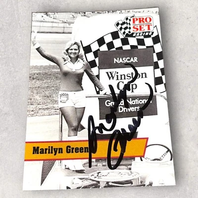 Tarjeta de autógrafo Marilyn Green 1st Miss Winston 1991 Pro Set vintage NASCAR LEGEND Foto 1 de 2