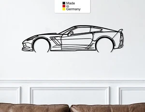 für Corvette C7 Z06, Metall Wandbild, Wanddeko, Auto Silhouette, Metal Wall Art - Bild 1 von 9