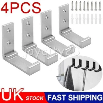 4X Wall Mounted Foldable Single Hook Hanger Clothes Coat Towel Home Organizer UK - Image 1 of 4