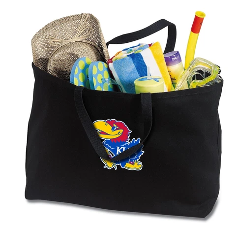 Large KU Tote Bag University of Kansas Shopper Grocery Bags Beach STRONG CANVAS! Cover