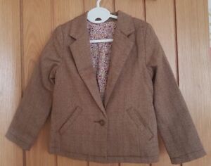Mothercare Herringbone Jacket With Floral Lining And Gold Threads -  4-5 Years