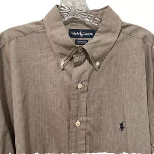 Camicia Ralph Lauren uomo taglia XL marrone Yarmouth manica lunga con bottoni - Foto 1 di 7
