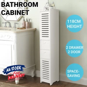 118cm Bathroom Storage Cabinet Organiser Cupboard Shelf Laundry Toilet Tall Slim - Picture 1 of 12