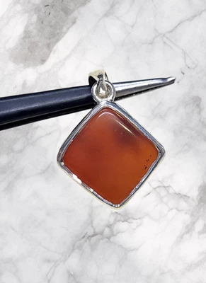 Pendente In Corniola Naturale 1 Pollice In Argento Sterling 925 Per Donne - Immagine 1 di 4