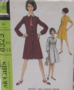 VTG 60s McCalls 8323 Womens 12 A-line Step-In Front Placket Dress Pattern UNCUT - Picture 1 of 2