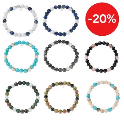 Bracciale Uomo Pietre Naturali Agata 8mm e Acciaio Anallergico Amen Gioielli - Immagine 1 di 3