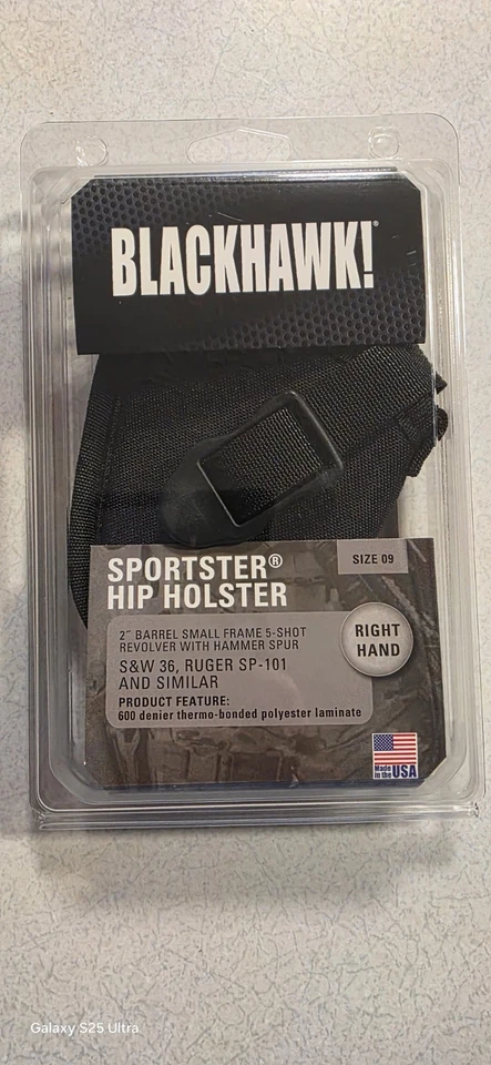 NEW Blackhawk 2” 5-SHOT REVOLVER Sportster OWB Hip Holster BLACK RIGHT - Image 1 of 3