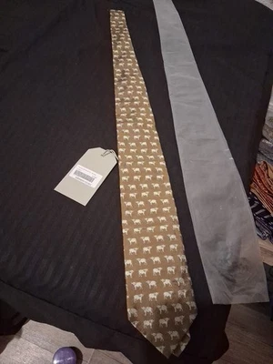 Holland & Holland Harrow 真丝金色编织领带 - 水牛 — 第 1/4 张图片