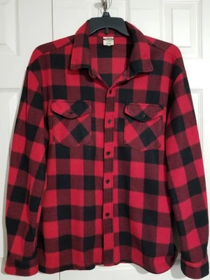 Винтажная мужская рубашка 90-х Open Trails размер L красный буйвол клетчатая флисовая с карманом на пуговицах - Изображение 1 из 4