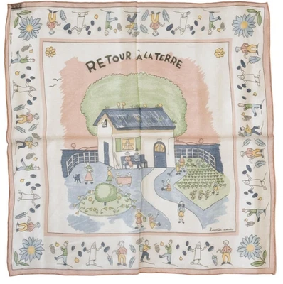 HERMES Carre 45 RETOUR A LA TERRE Silk Sheer Scarf Pink Multicolor No Box w/ Tag - Image 1 of 4