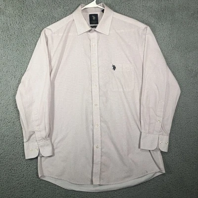 Camisa Polo de Estados Unidos para Hombres Grande 16 - 16.5 32/33 Blanca Cuadros Geométricos Manga Larga Foto 1 de 4