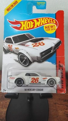 Tarjeta mala Hot Wheels Mainline - 68 Mercury Cougar (blanco) Foto 1 de 4