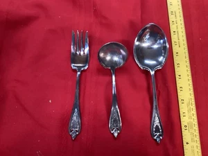 3 Serving Pieces 1847 Rogers Bros. Silverware Ladle Fork Spoon Old Colony - Picture 1 of 5