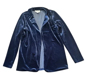 Leichter Blazer Olive + Oak vorne offen Samt - Damen Small - blau  - Bild 1 von 3