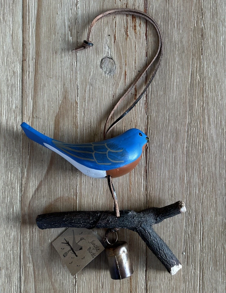 Carillón de viento Bluebird pintado a mano por The Bird House of Cape May Jingle Birds NUEVO Foto 1 de 4