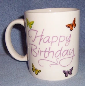 MINT HAPPY BIRTHDAY BUTTERFLY MUG perfect giftable MINT 10 oz C - Picture 1 of 1