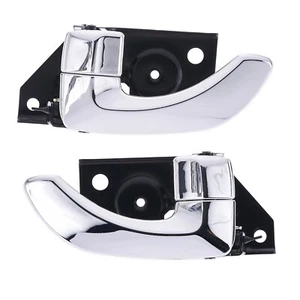 Door Handle Inner for Hyundai Santa Fe SM 00-05 Set of 2 Chrome REAR LEFT+RIGHT - Picture 1 of 5