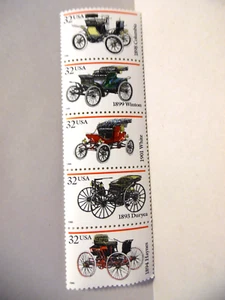 SCOTT STAMP # 3019-3023 ANTIQUE AUTOS 32 CENT STRIP OF FIVE - MNH - Picture 1 of 1