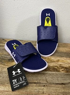 Sandalias Under Armour Niñas G Ignite Pro GRH Azul Slides Talla Juvenil 2 NUEVAS Foto 1 de 4