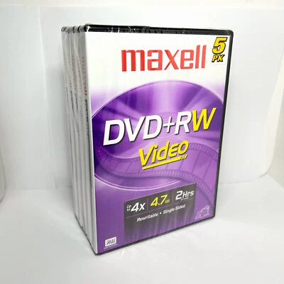MAXELL DVD+RW 5 Pack With Cases Unused - Image 1 of 3