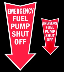 2 x Emergency Fuel Pump Shut Off Stickers Classic Car Kit Rally Racer Boat Trike - Picture 1 of 1