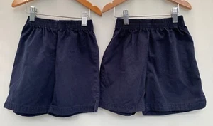 Unisex Kids School Sports Shorts 2-Pack Size 22 Navy Blue - Picture 1 of 4