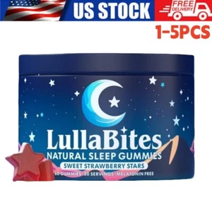 1-5 Bottles LullaBites Natural Sleep Gummies Strawberry Stars Flavor 60 Gummies - Picture 1 of 9
